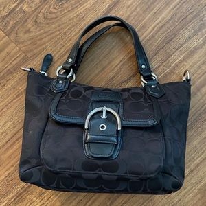 COACH black fabric hand bag